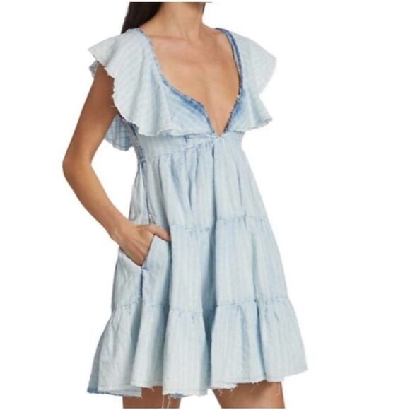 Free People Light Blue Midi Dress - Picture 1 of 5